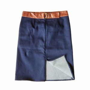 VTG 90s Vivienne Tam denim & leather skirt